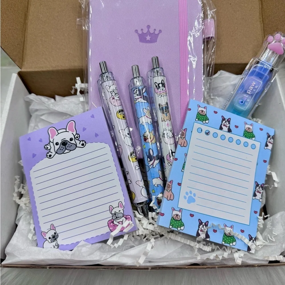 Dog theme Bookish Notebook Bundle with Dog theme pens in purple theme